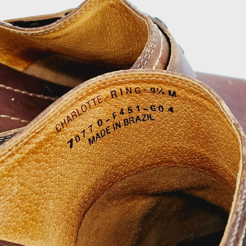 Frye Charlotte Ring Mules Clogs 9.5 M Brown Leather Distressed Stitched Rivets - Picture 3 of 16